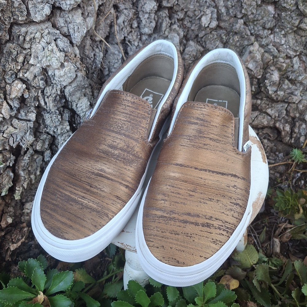 Vans Brushed Metallic Gold Slip-On Sneakers
